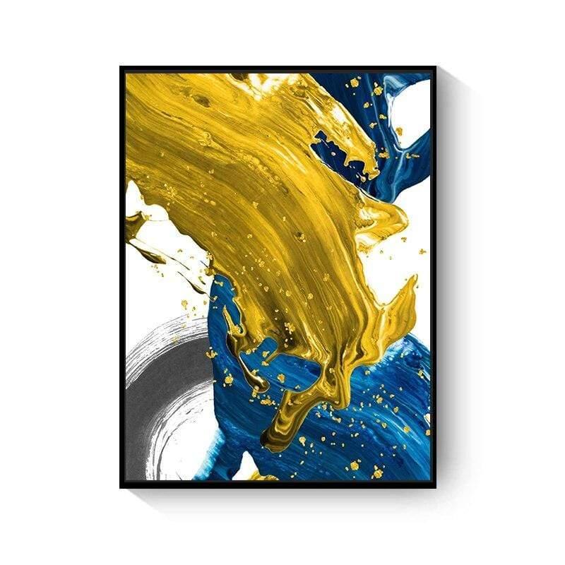Shop 0 15x20cm No Frame / 202006NQ070A Abstract Wall Poster Yellow Golden Foil Blue Nordic Canvas Print Colorful Block Art Painting Pictures Living Room Hotel Decor Mademoiselle Home Decor