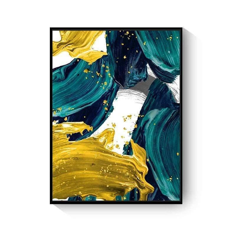 Shop 0 15x20cm No Frame / 202006NQ070B Abstract Wall Poster Yellow Golden Foil Blue Nordic Canvas Print Colorful Block Art Painting Pictures Living Room Hotel Decor Mademoiselle Home Decor
