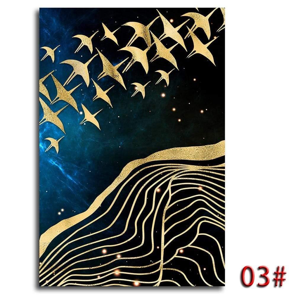 Shop 0 13cmX18cm(No Frame) / 03 Abstract Moon Wall Art  Golden Mountain Birds Nordic Canvas Painting Posters and Prints Wall Pictures for Living Room Home Decor Mademoiselle Home Decor