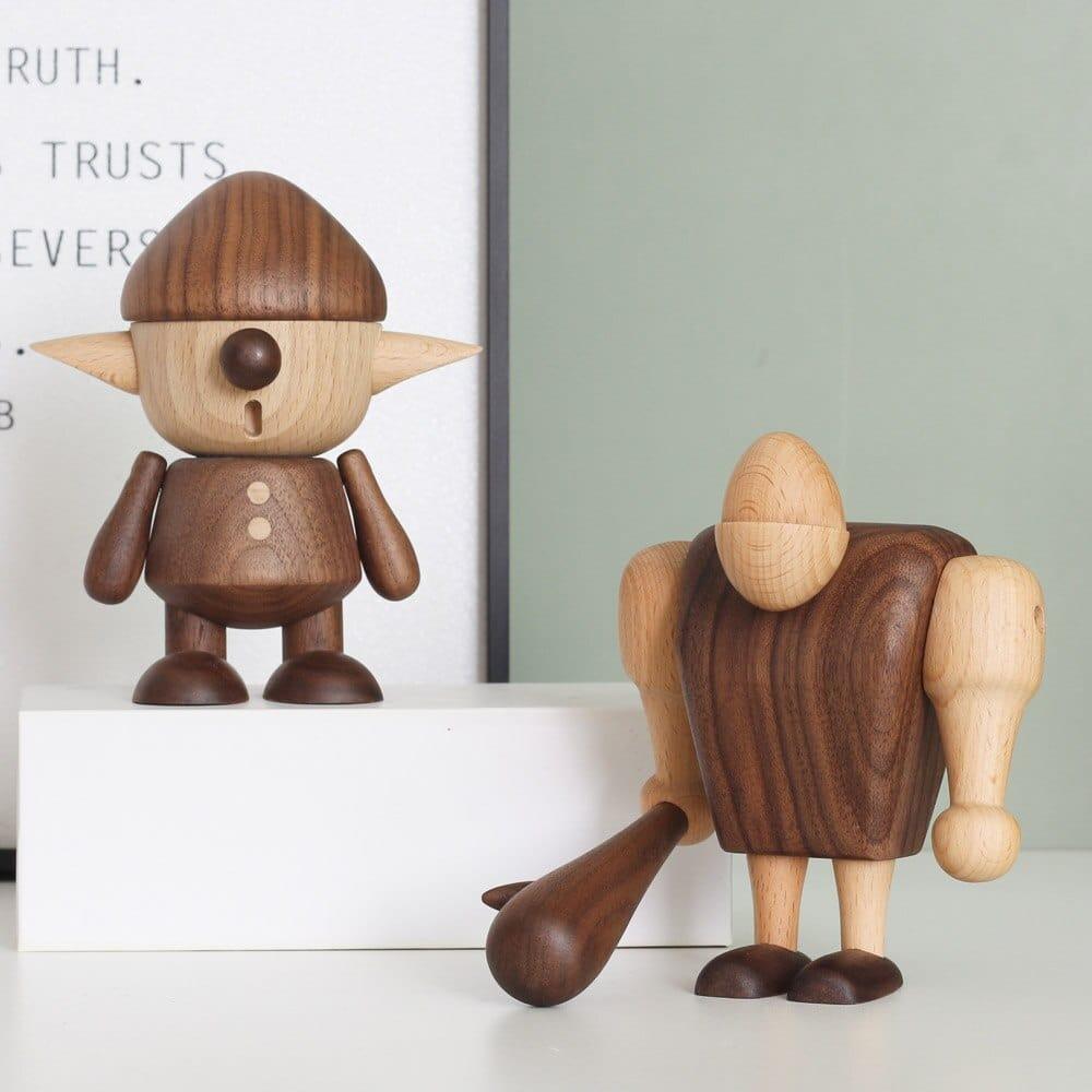 Shop 0 Creative Hobbit Ornament Wooden Panda Figurine Natural Wood Dolls Animal Figure Home Decoration Accessories Man Birthday Gift Mademoiselle Home Decor