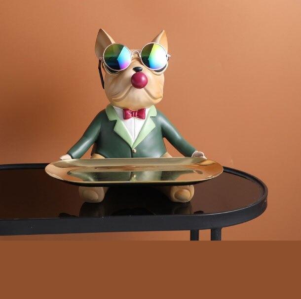 Shop 0 B Animal Figurines,Glasses Bulldog Sculpture,Ornament,Statue,Table Decoration,Storage Metal Tray,Fruit Dish,Home Living Room Decor Mademoiselle Home Decor
