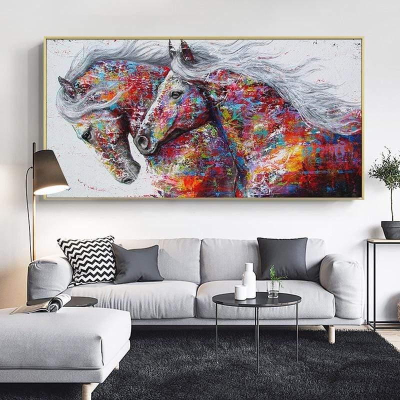 Shop 0 20x40CM NO FRAME / Horse SELFLESSLY Animal Art Two Running Horses Canvas Painting Wall Pictures For Living Room Decor Modern Abstract Art Prints Posters Mademoiselle Home Decor