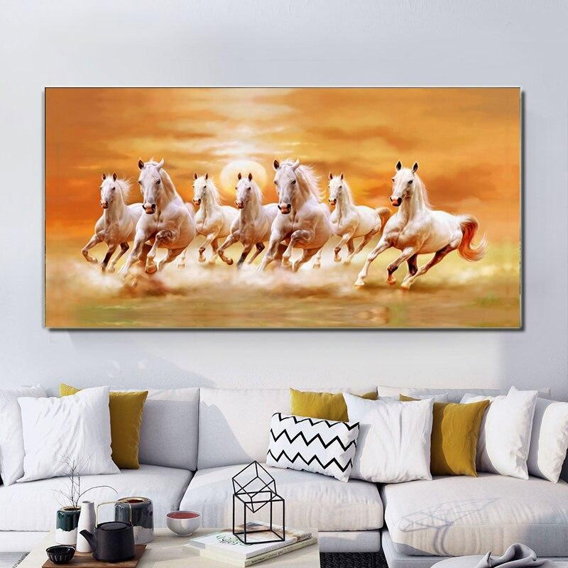 Shop 0 20x40CM NO FRAME / W 0827 horse SELFLESSLY Animal Art Two Running Horses Canvas Painting Wall Pictures For Living Room Decor Modern Abstract Art Prints Posters Mademoiselle Home Decor
