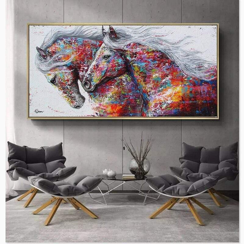 Shop 0 SELFLESSLY Animal Art Two Running Horses Canvas Painting Wall Pictures For Living Room Decor Modern Abstract Art Prints Posters Mademoiselle Home Decor