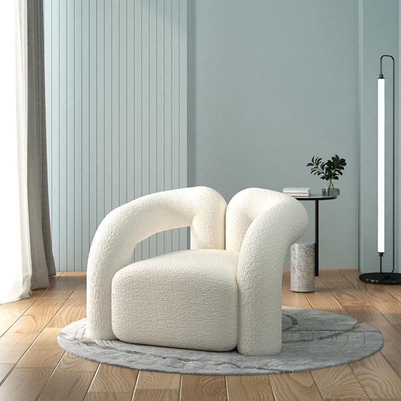Shop 0 Nordic light luxury family single sofa living room lazy sofa leisure chair lamb velvet  designer tiger chair  bedroom chair Mademoiselle Home Decor