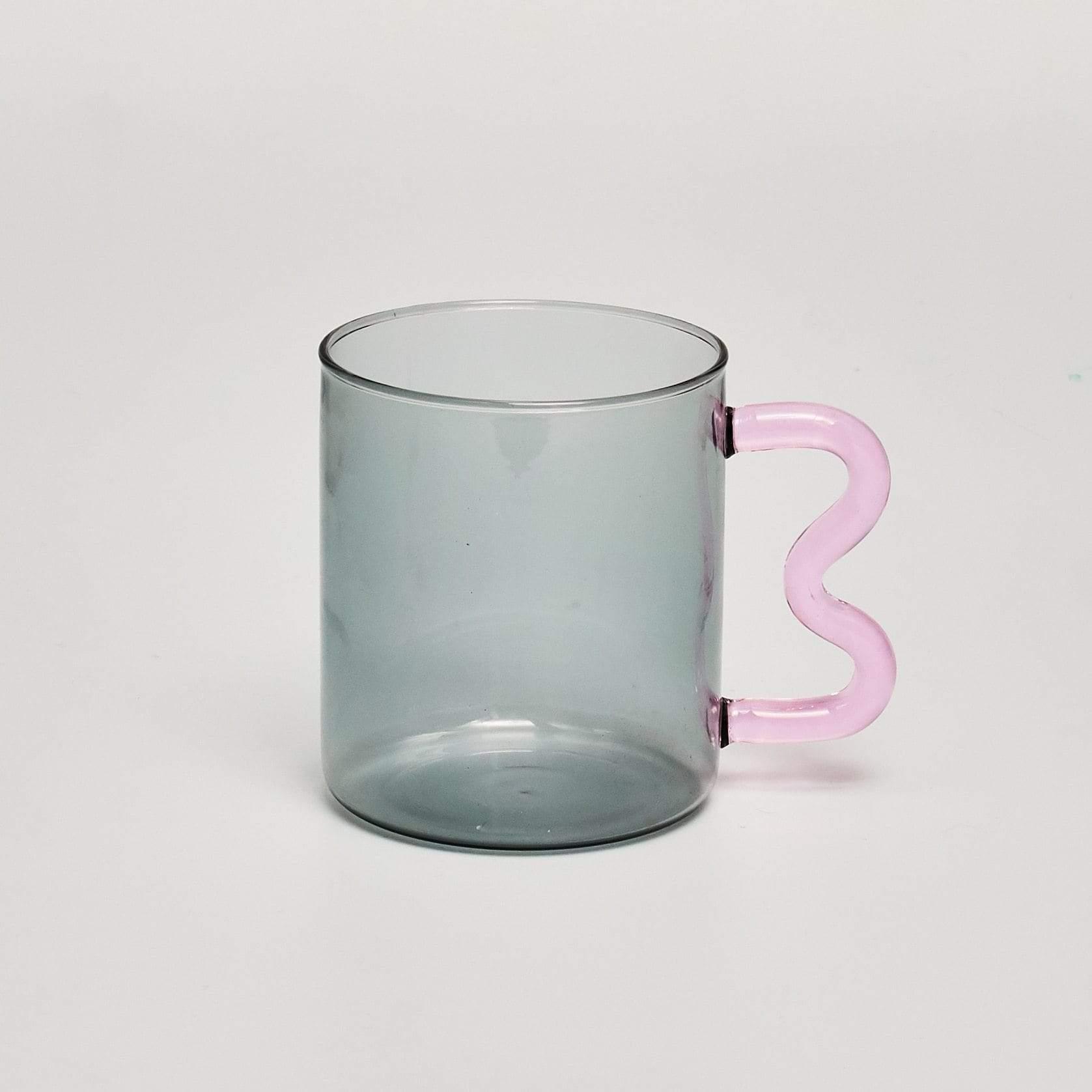 Shop 0 Grey 01 / 301-400ml Design Colorful Ear Glass Mug Handmade Simple Wave Coffee Cup for Hot Water Tumbler Gift Drinkware 300ml Mademoiselle Home Decor