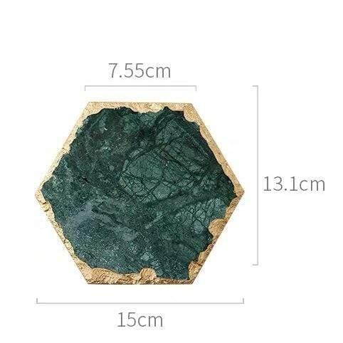 Shop 0 China / E Luxury Non-slip Emerald Real Marble coaster mug place mat Green Stone with Gold Inlay Heat Resistant Trivet Table Decoration Mademoiselle Home Decor