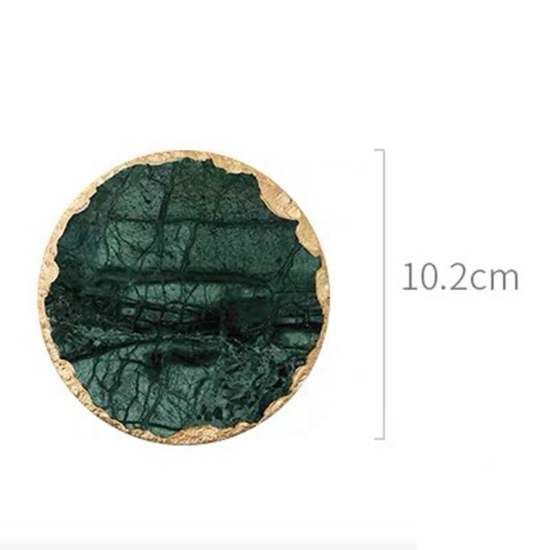 Shop 0 China / A Luxury Non-slip Emerald Real Marble coaster mug place mat Green Stone with Gold Inlay Heat Resistant Trivet Table Decoration Mademoiselle Home Decor