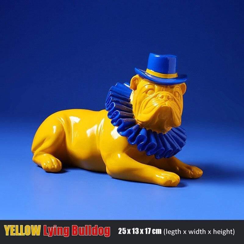 Shop 0 Lying Yellow Creative Color Bulldog Punk Style Dog Statue Figurine Resin Sculpture Home Office Bar Store Decoration Ornament Crafts Dropship Mademoiselle Home Decor