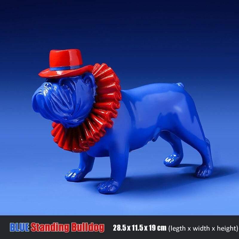 Shop 0 Stand Blue Creative Color Bulldog Punk Style Dog Statue Figurine Resin Sculpture Home Office Bar Store Decoration Ornament Crafts Dropship Mademoiselle Home Decor