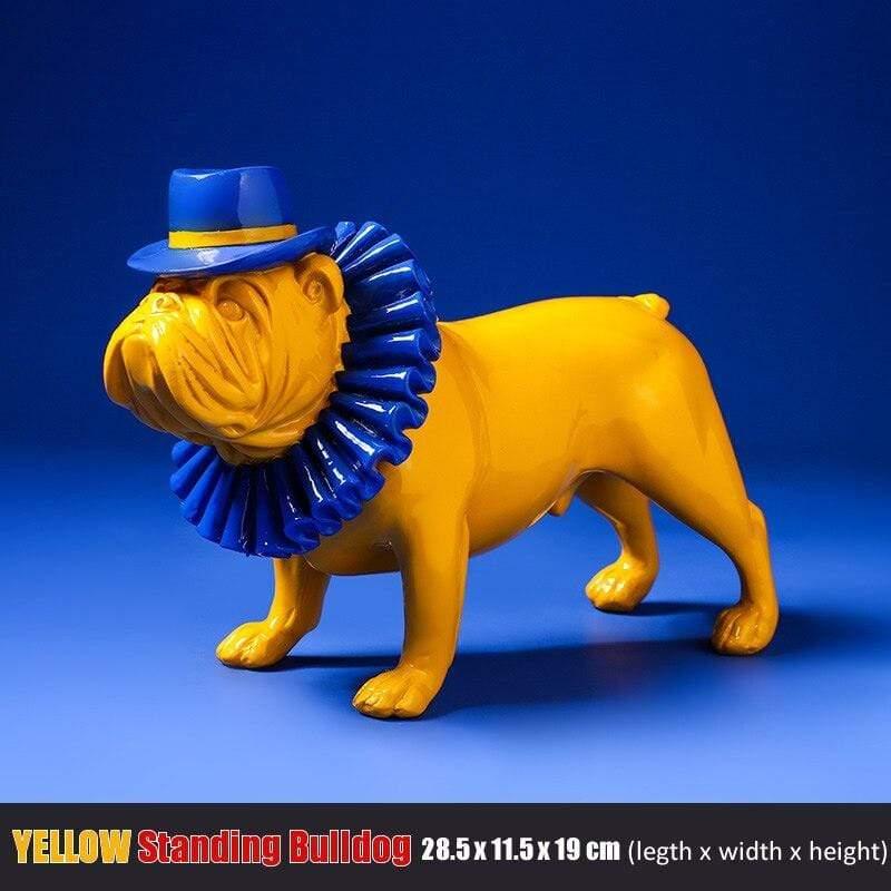 Shop 0 Stand Yellow Creative Color Bulldog Punk Style Dog Statue Figurine Resin Sculpture Home Office Bar Store Decoration Ornament Crafts Dropship Mademoiselle Home Decor