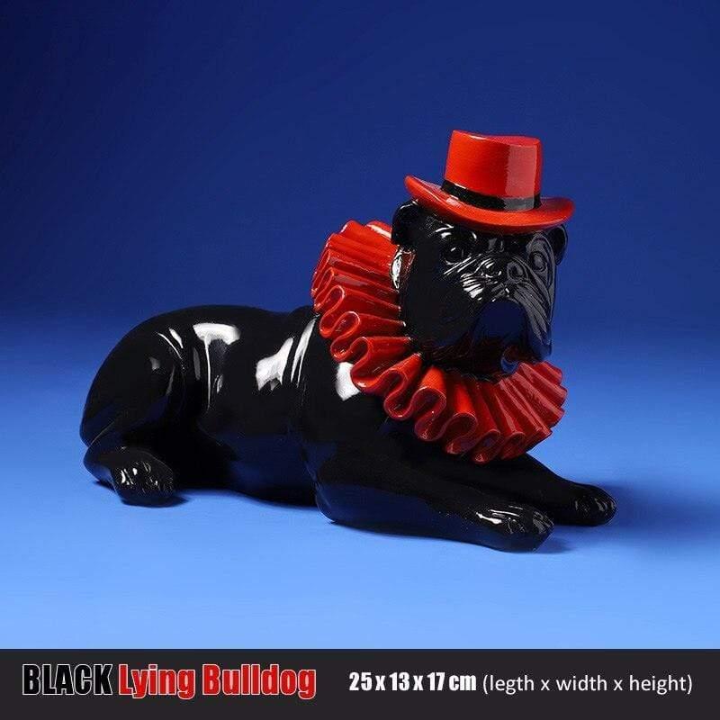 Shop 0 Lying Black Creative Color Bulldog Punk Style Dog Statue Figurine Resin Sculpture Home Office Bar Store Decoration Ornament Crafts Dropship Mademoiselle Home Decor