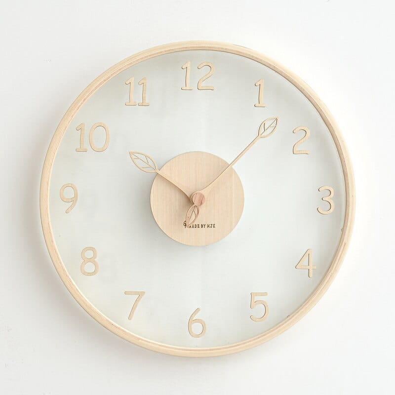 Shop 0 C Wood color / 30x30x2.5cm Chinese Style Solid Wood Glass Wall Clock Living Room Home Fashion Simple Wall-Mounted Clock Mademoiselle Home Decor