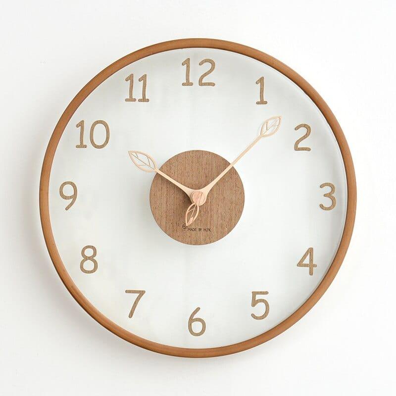Shop 0 D dark wood color / 30x30x2.5cm Chinese Style Solid Wood Glass Wall Clock Living Room Home Fashion Simple Wall-Mounted Clock Mademoiselle Home Decor