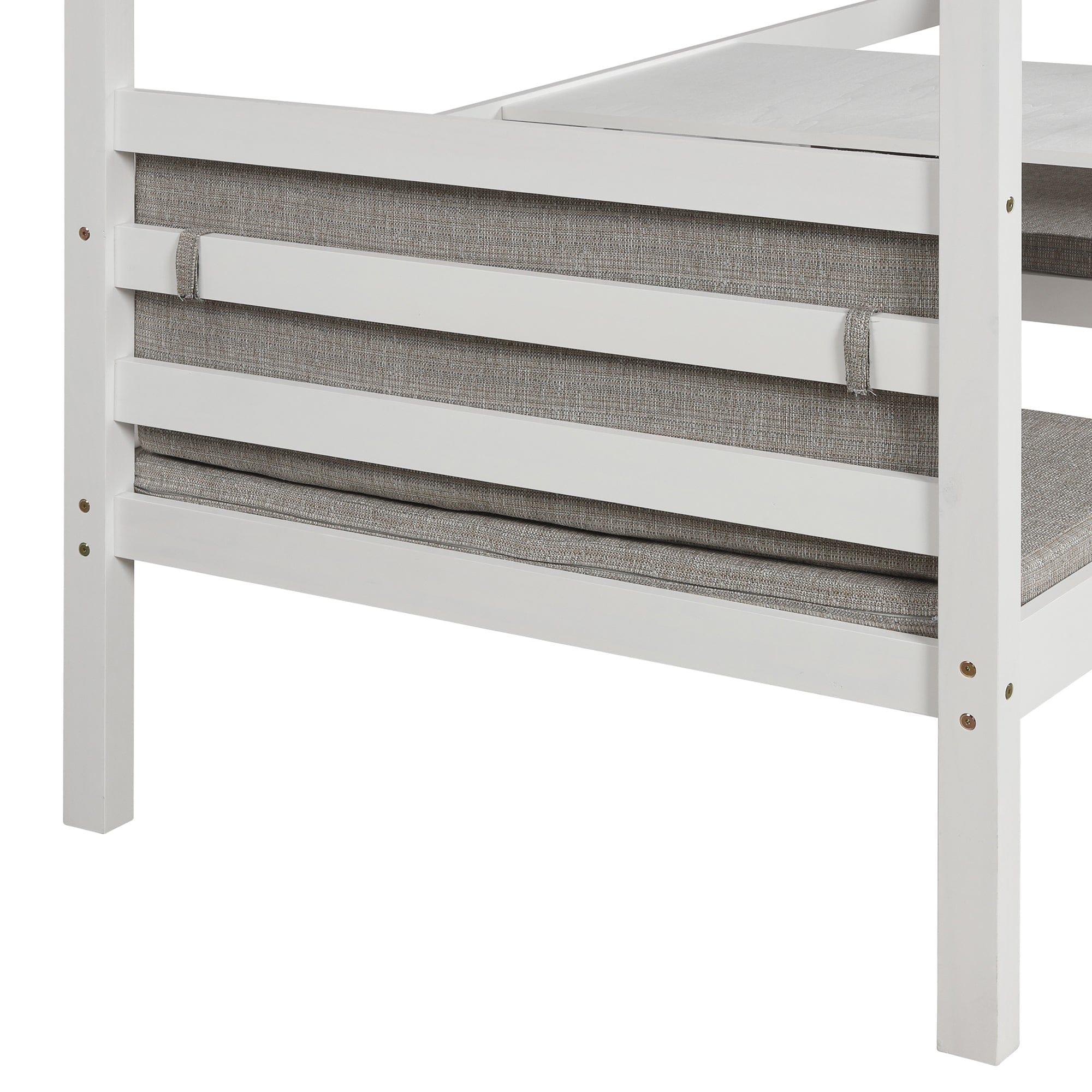 Shop Functional Loft Bed (turn into upper bed and down desk，cushion sets are free),Twin Size,White Mademoiselle Home Decor