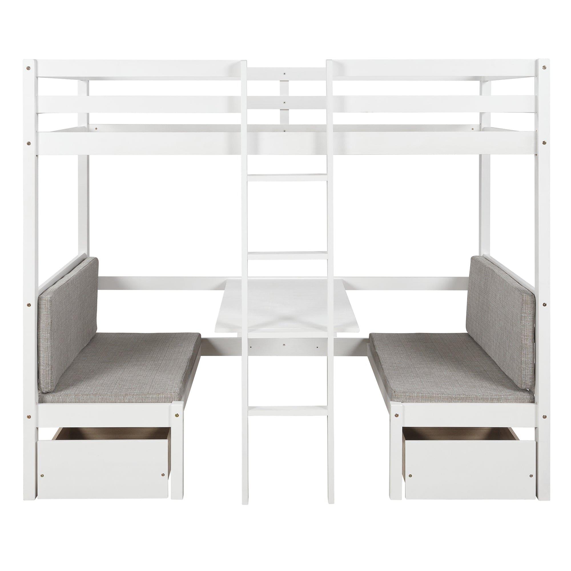 Shop Functional Loft Bed (turn into upper bed and down desk，cushion sets are free),Twin Size,White Mademoiselle Home Decor