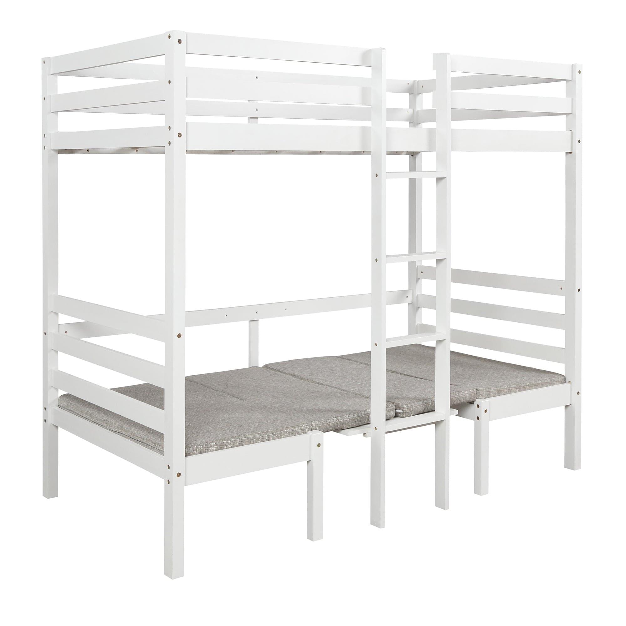 Shop Functional Loft Bed (turn into upper bed and down desk，cushion sets are free),Twin Size,White Mademoiselle Home Decor