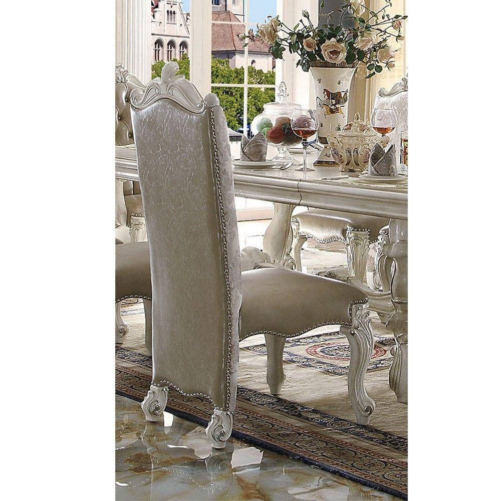 Shop ACME Versailles Side Chair (Set-2) in PU/Fabric & Bone White 61132 Mademoiselle Home Decor