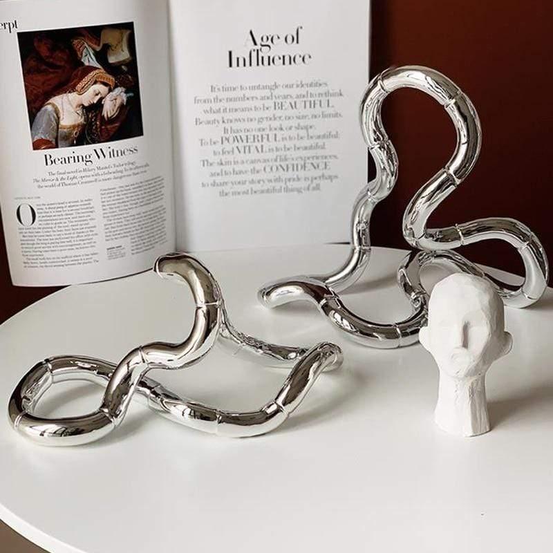 Shop 0 JOYLOVE Modern Silver Abstract Curve Line Sculpture Modeling Design Minimalist Home Living Room Office Hotel Desktop Art Layout Mademoiselle Home Decor