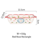 Shop 0 Red rose rectangle MDZF SWEETHOME Ceramic Baking Dish Roasting Lasagna Pan  Rectangular Dish Bakeware Pan With Handle Oven Kitchen Baking Tool Mademoiselle Home Decor