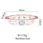 Shop 0 Red rose oval MDZF SWEETHOME Ceramic Baking Dish Roasting Lasagna Pan  Rectangular Dish Bakeware Pan With Handle Oven Kitchen Baking Tool Mademoiselle Home Decor