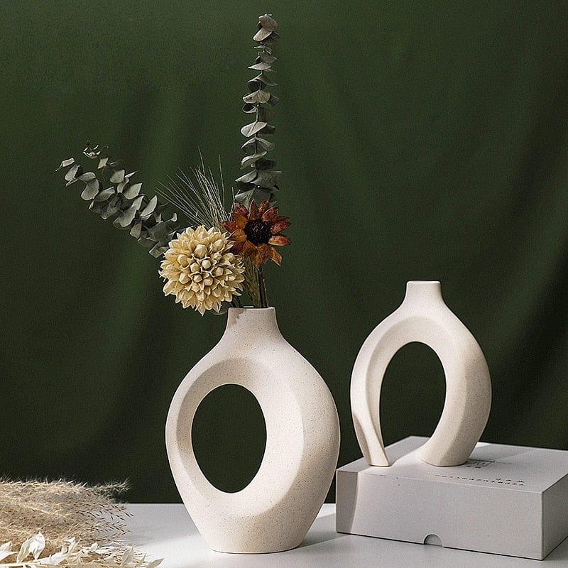 Shop 0 CAPIRON Nordic Ceramic Vase  2Pcs/Set Snuggle White Matte Vase for Pampas Grass Living Room Office Desktop Porch Home Decoration Mademoiselle Home Decor