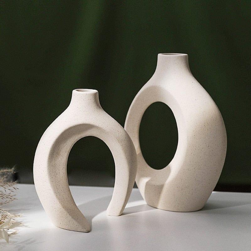 Shop 0 CAPIRON Nordic Ceramic Vase  2Pcs/Set Snuggle White Matte Vase for Pampas Grass Living Room Office Desktop Porch Home Decoration Mademoiselle Home Decor