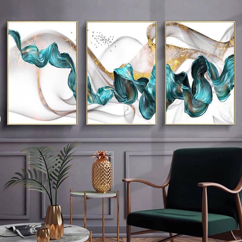 Shop 0 Abstract Gold Classical Luxury Poster Canvas Painting Blue Ribbon Picture Home Decor Wall Art Nordic Print for Living Room Decor Mademoiselle Home Decor