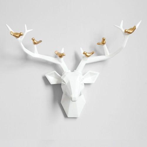 Shop 0 White S Resin Deer Head 3d Wall Decor Resin Statue Decoration Accessories Living Room Wall Statue Sculpture Mordern Art Animal Head Mademoiselle Home Decor