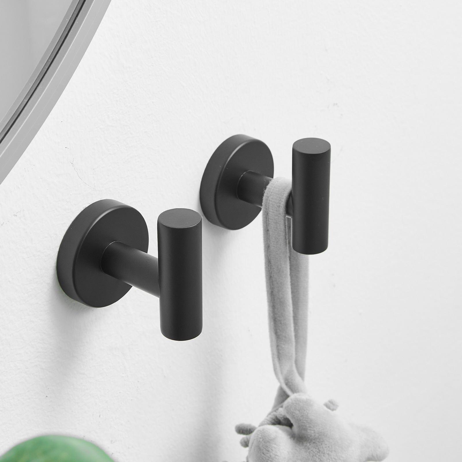 Shop Round Bathroom Robe Hook and Towel Hook in Stainless Steel Matte Black (2-Pack) Mademoiselle Home Decor