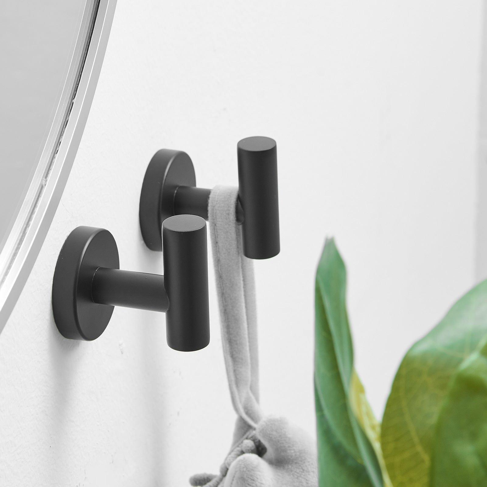 Shop Round Bathroom Robe Hook and Towel Hook in Stainless Steel Matte Black (2-Pack) Mademoiselle Home Decor