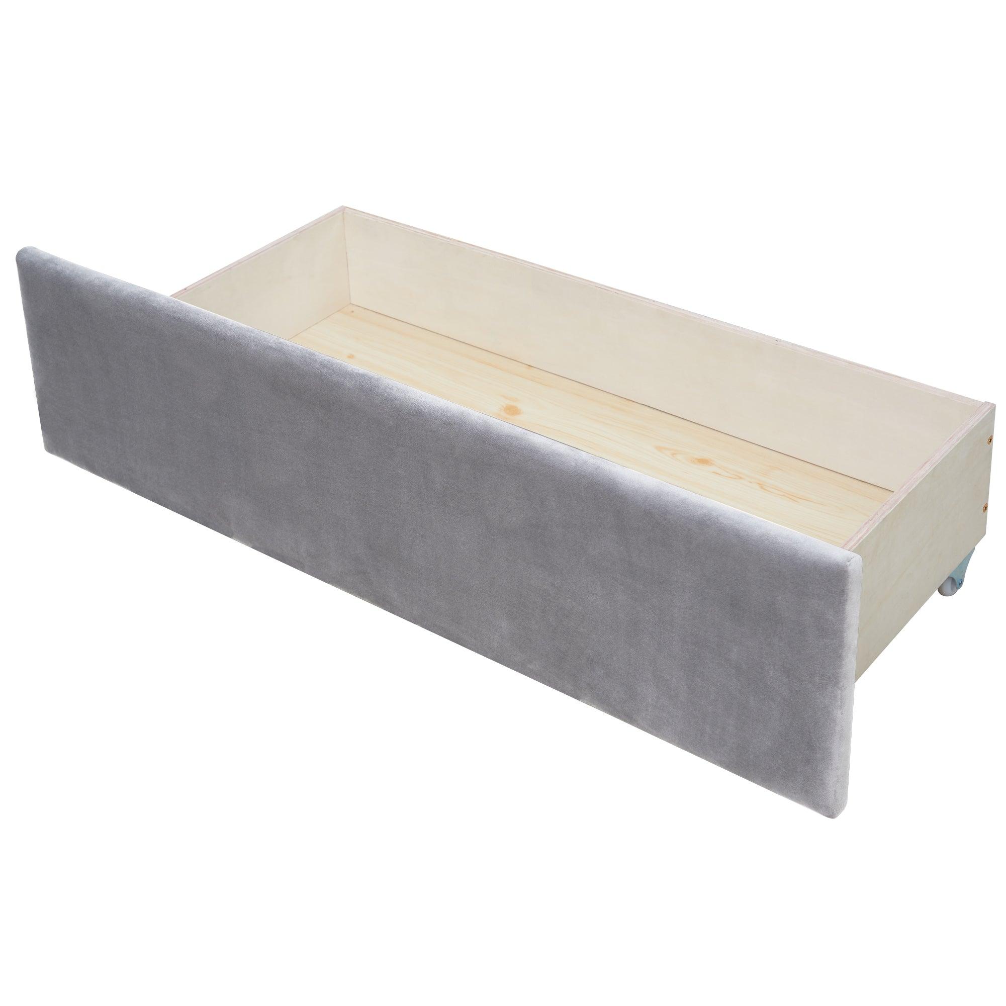 Shop Twin Size Upholstered daybed with Drawers, Wood Slat Support, Gray Mademoiselle Home Decor