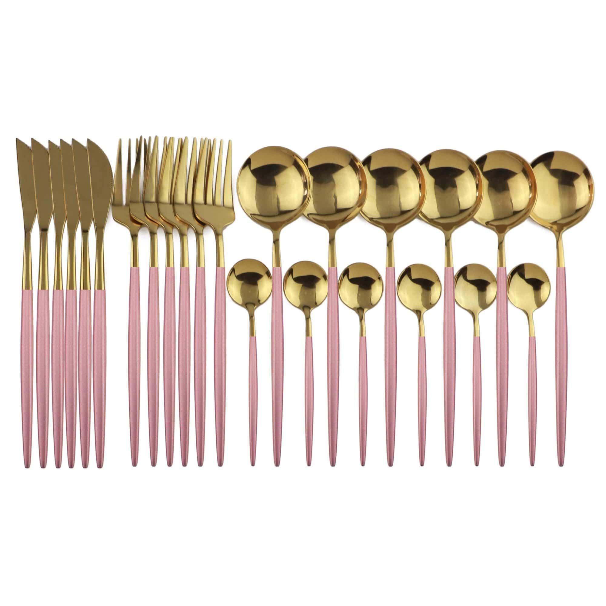 Shop 100003310 24Pcs Pink Gold Casper Cutlery Set Mademoiselle Home Decor