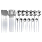 Shop 100003310 24Pcs White Silver Casper Cutlery Set Mademoiselle Home Decor