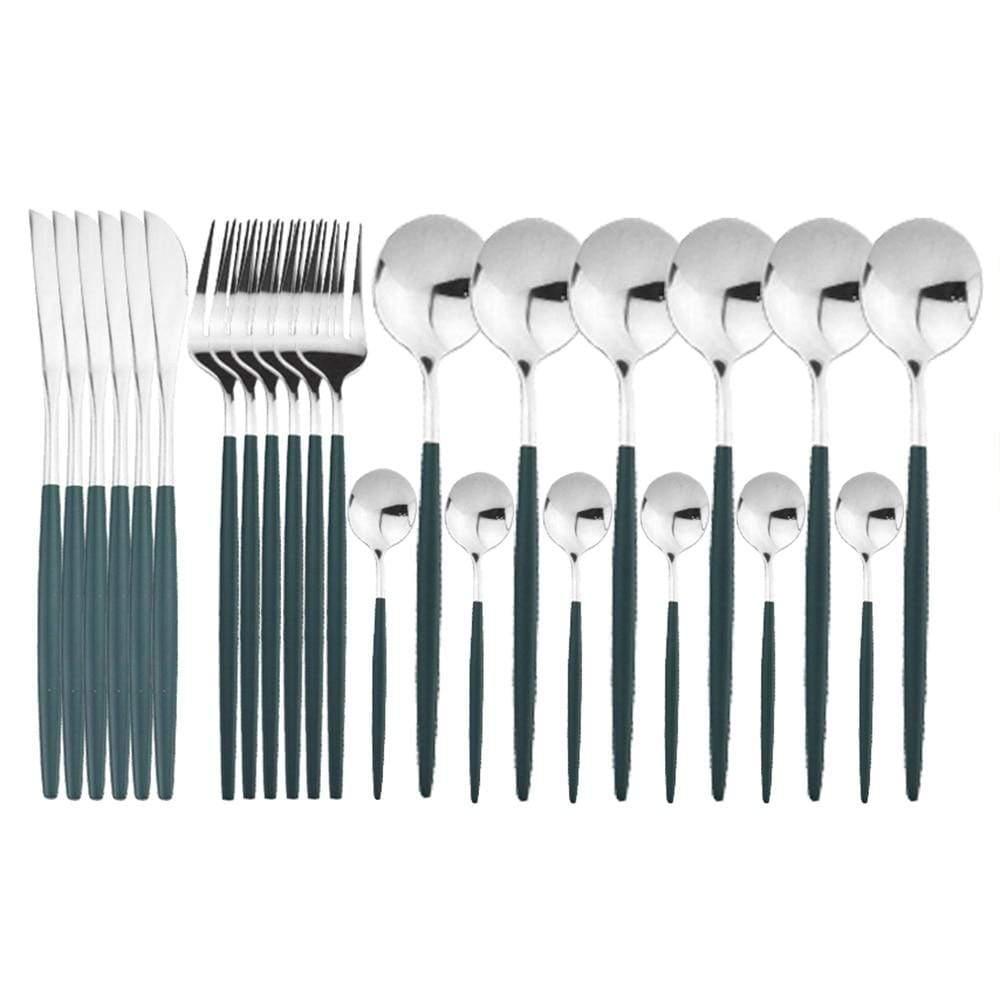 Shop 100003310 24Pcs Green Silver Casper Cutlery Set Mademoiselle Home Decor