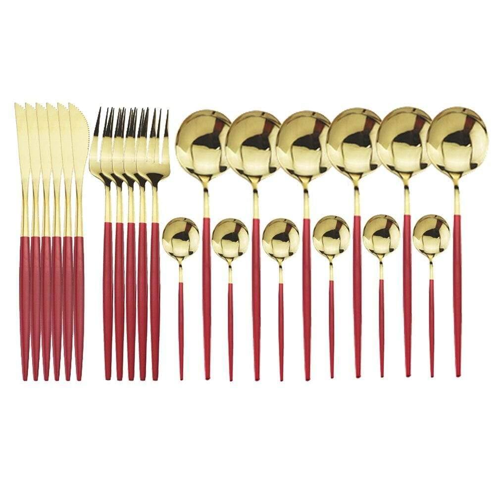 Shop 100003310 24Pcs Red Gold Casper Cutlery Set Mademoiselle Home Decor