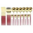 Shop 100003310 24Pcs Red Gold Casper Cutlery Set Mademoiselle Home Decor