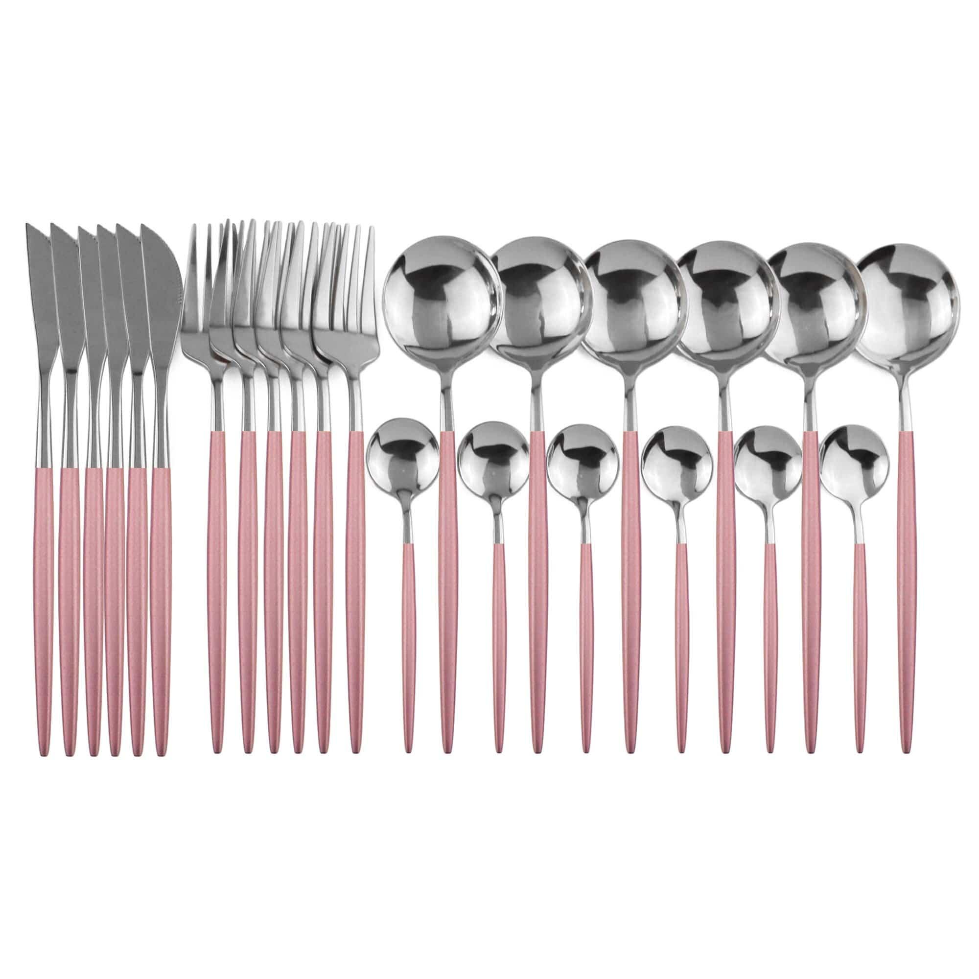 Shop 100003310 24Pcs Pink Silver Casper Cutlery Set Mademoiselle Home Decor