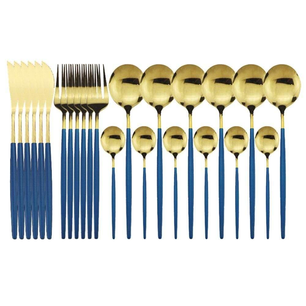 Shop 100003310 24Pcs Blue Gold Casper Cutlery Set Mademoiselle Home Decor
