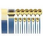 Shop 100003310 24Pcs Blue Gold Casper Cutlery Set Mademoiselle Home Decor