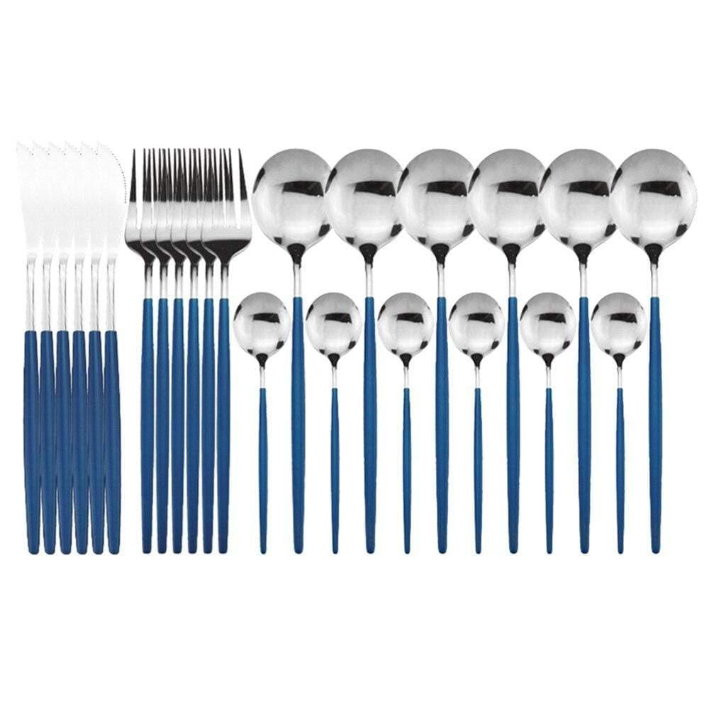 Shop 100003310 24Pcs Blue Silver Casper Cutlery Set Mademoiselle Home Decor