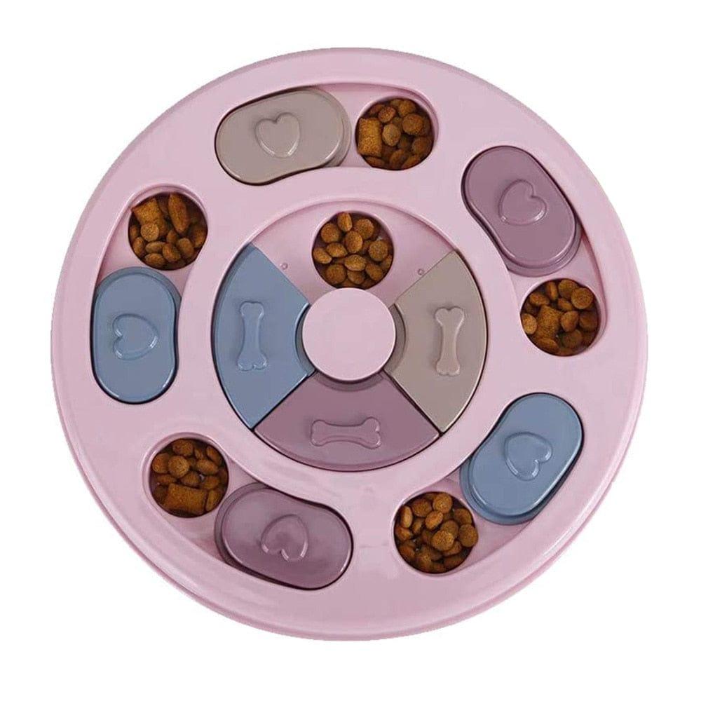 Shop 0 Round (Pink) Dog Puzzle Toys Slow Feeder Increase IQ Interactive Turntable Toy Food Dispenser Slowly Eating Bowl Pet Cat Dogs Training Game Mademoiselle Home Decor