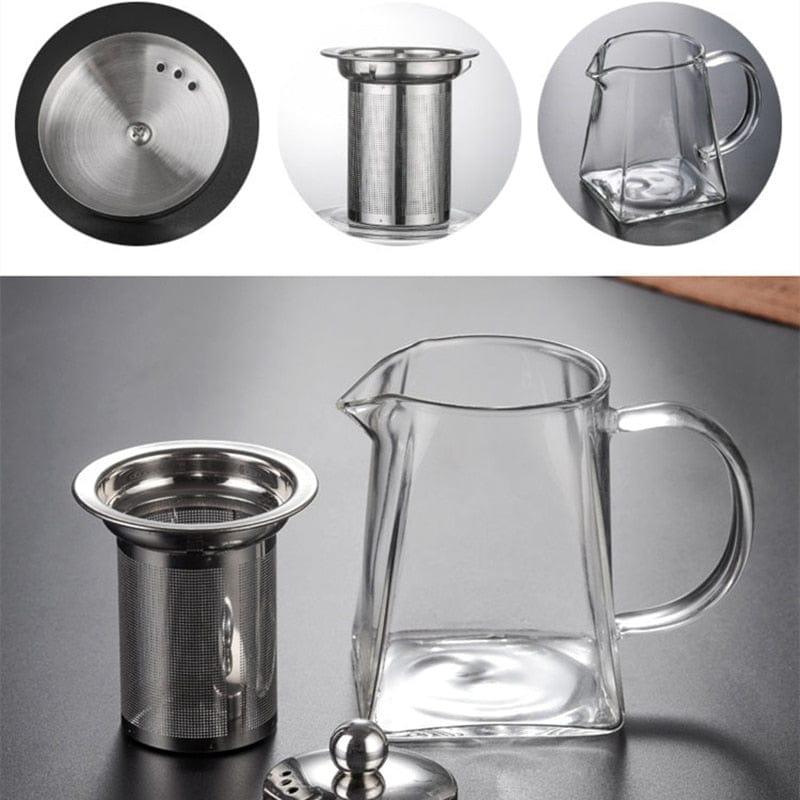 Shop 0 Kung Fu Tea Sets Heat Resistant Glass Teapot With Stainless Steel Infuser Heated Container Tea Pots Clear Kettle Square Filter Mademoiselle Home Decor