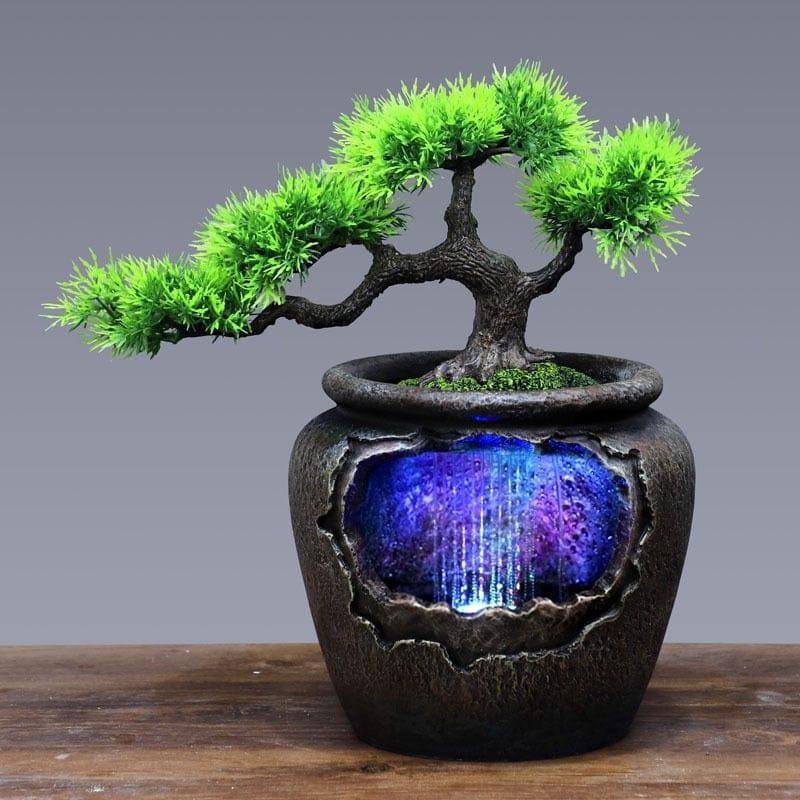 Shop 0 7Color Led Change Creative Indoor Resin Flower Pot Flowing Water Sound Waterfall Fountain Garden Feng Shui Simulation Tree Craft Mademoiselle Home Decor