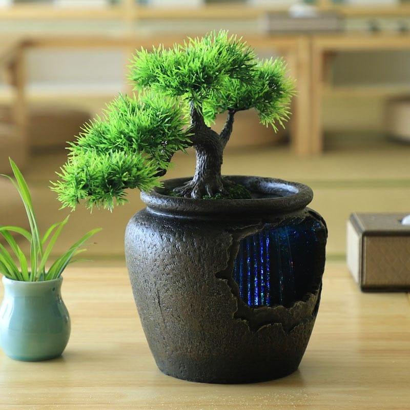 Shop 0 7Color Led Change Creative Indoor Resin Flower Pot Flowing Water Sound Waterfall Fountain Garden Feng Shui Simulation Tree Craft Mademoiselle Home Decor