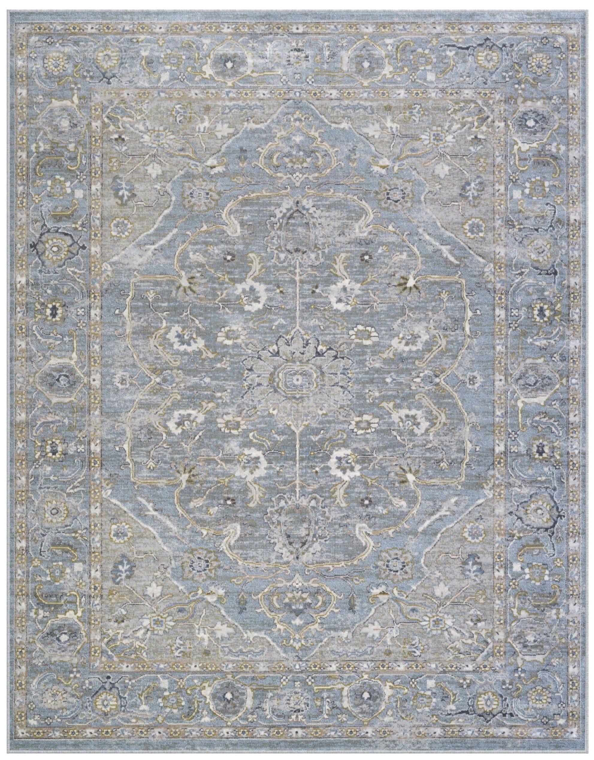 Shop Damara Light Blue and Multi-color Viscose Area Rug 8x10 Mademoiselle Home Decor