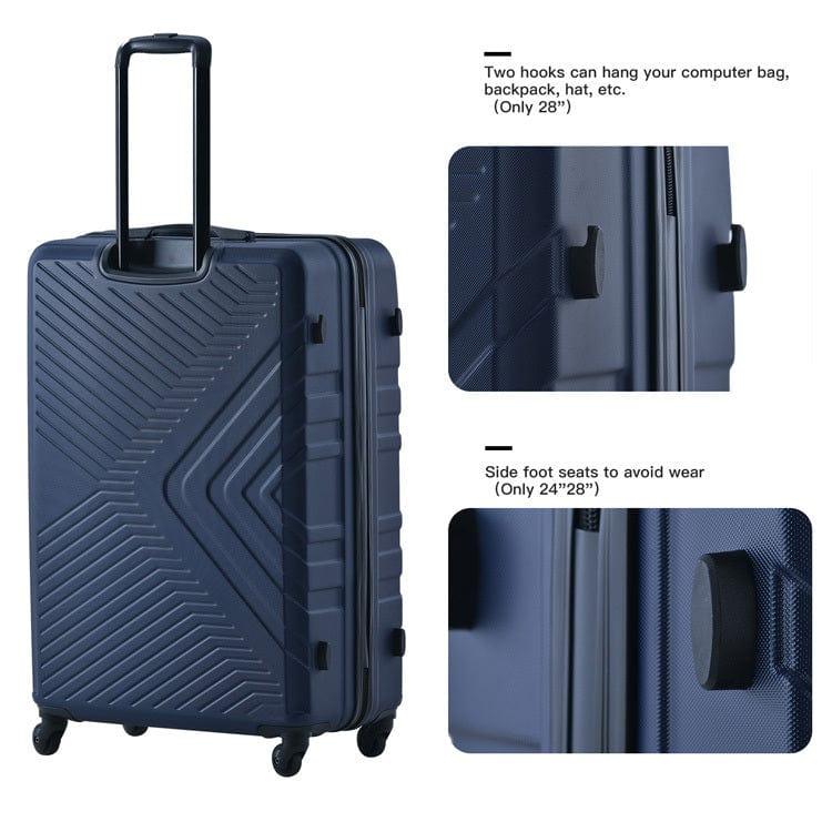 Shop 3 Piece Luggage Sets ABS Lightweight Suitcase with Two Hooks, Spinner Wheels, TSA Lock, (20/24/28) Navy Mademoiselle Home Decor