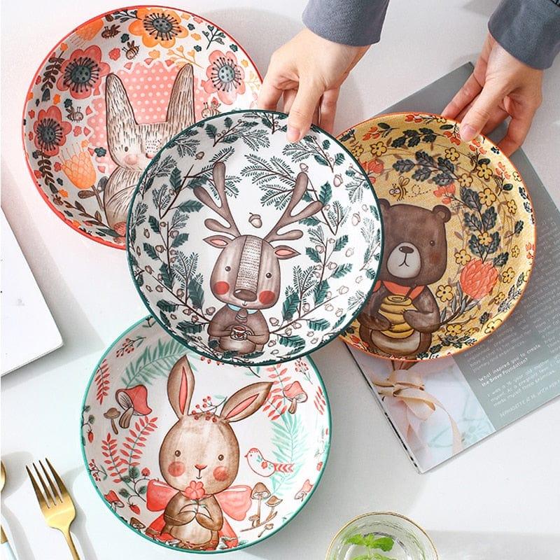 Shop 0 8 Inch Cartoon children's dishes home good-looking cute dishes ceramic creative personality tableware net red disc deep dish Mademoiselle Home Decor