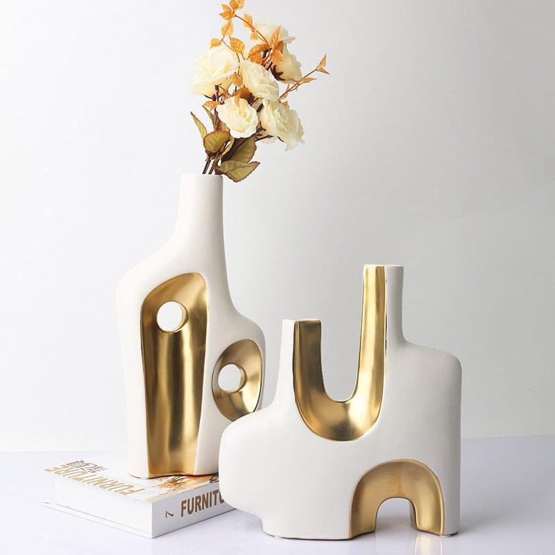 Shop 0 Modern double-sided ceramic vase irregular sculpture vase home decoration crafts desktop ornaments living room decoration  vases Mademoiselle Home Decor