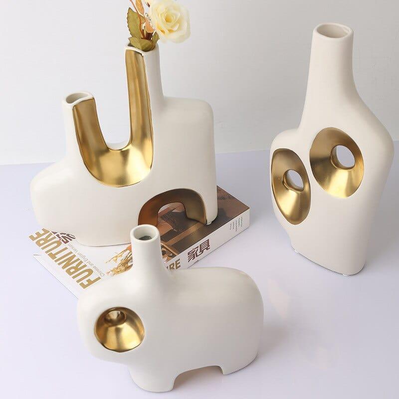 Shop 0 Modern double-sided ceramic vase irregular sculpture vase home decoration crafts desktop ornaments living room decoration  vases Mademoiselle Home Decor